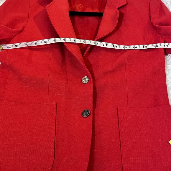 Vintage Buraks Red Linen Blazer Coat Small - Picture 8 of 16